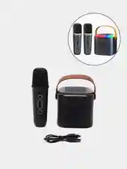 Черный беспроводная портативная караоке колонка с микрофоном Bluetooth колонка с LED подстветкой