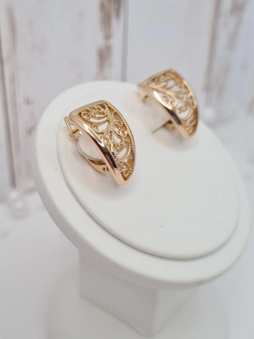 Бронзовый серьги с ажурным узором, классические женские серьги