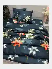 Постельное белье 1,5 сп / 2 спальное / евро Полисатин ivSubelIa "Лилия на черном", 70x70