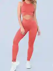 Розовый женский спортивный комплект для фитнеса и йоги, топ и легинсы
