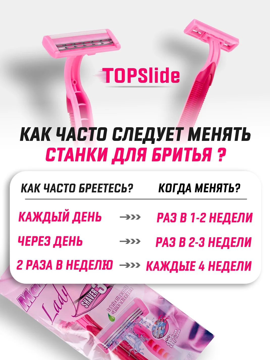 Розовый бритва женская одноразовая, 3 лезвия, 5 штук, станок для бритья женский