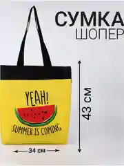 Сумка шопер для пляжа, бассейна тканевая с принтом Summer