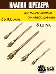 Клапан Шредера для холодильника 6x100мм, комплект 5 штук