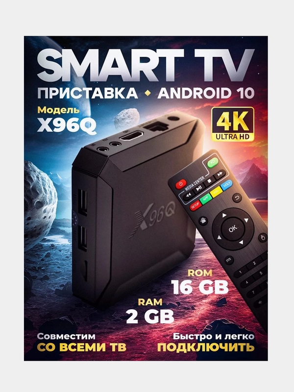 Приставка для телевизора смарт tv андройд с Wi-Fi X96Q