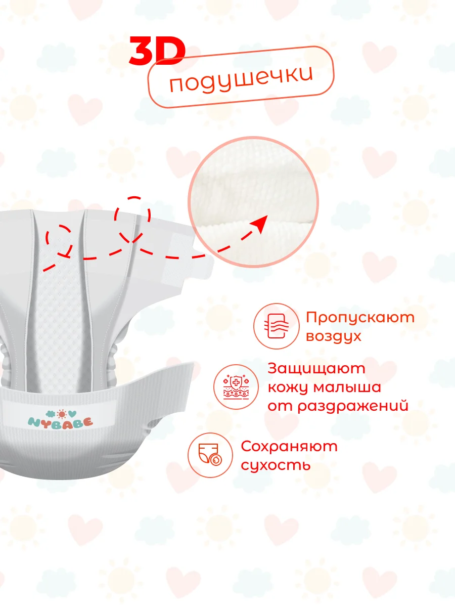 Подгузники Nybabe Ultra Comfort размер NB (0 - 4 кг) 80 шт