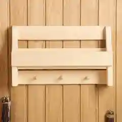 Полка вешалка для бани, 3 крючка, 50х30х12 см