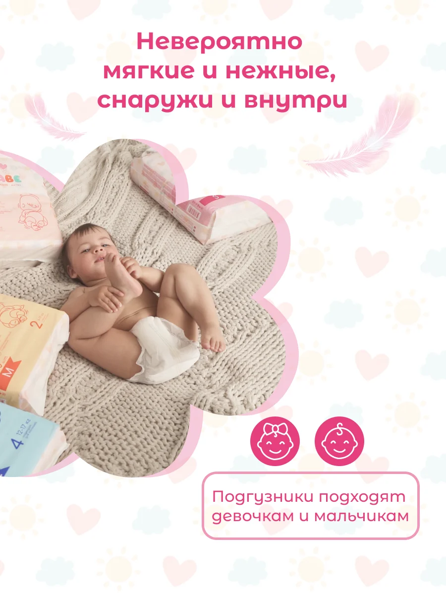 Подгузники NYBABE Ultra Comfort Premium размер S, 4-8 кг, 72 шт