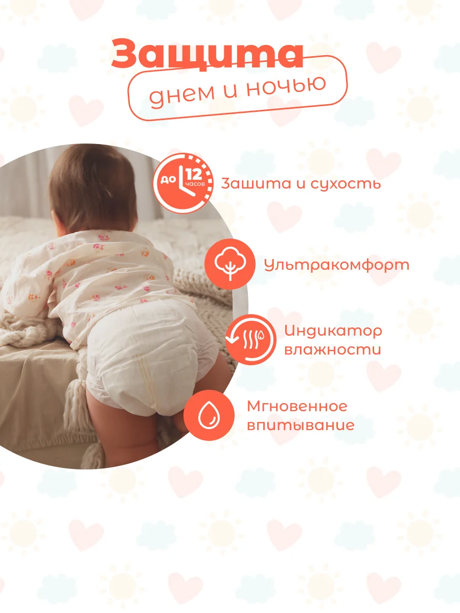 Подгузники NYBABE Ultra Comfort Premium размер M, 6-11 кг, 60 шт