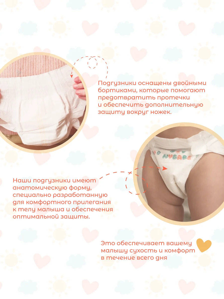 Подгузники NYBABE Ultra Comfort Premium размер M, 6-11 кг, 60 шт