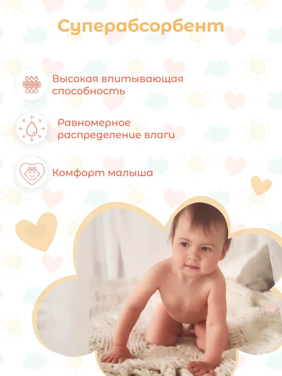 Подгузники NYBABE Ultra Comfort Premium размер M, 6-11 кг, 60 шт