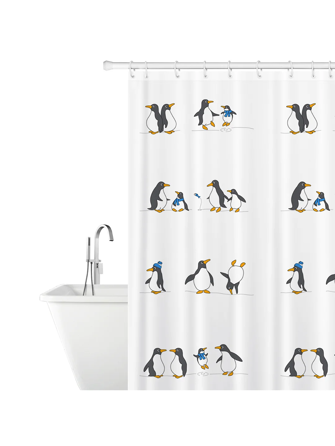 Штора для ванной PENGUINS Тканевая, 180х180 см