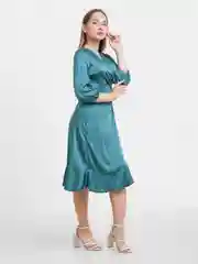 Бирюзовый платье женское летнее в горошек