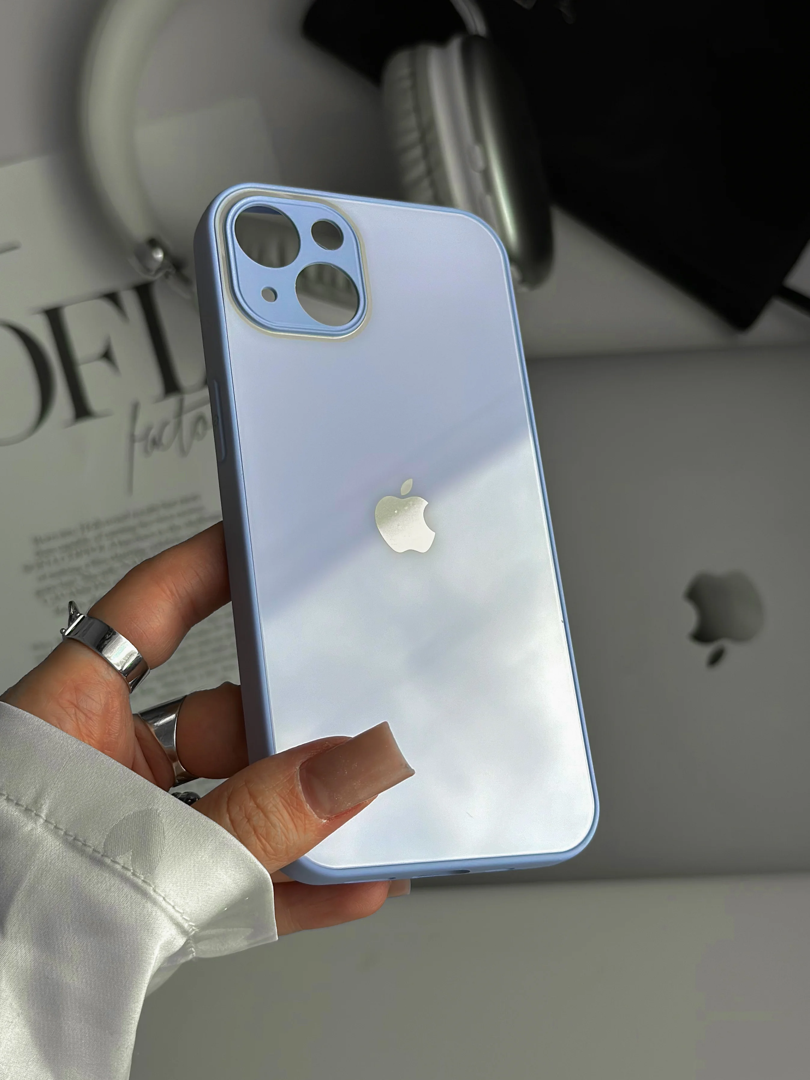 Лавандовый чехол для iPhone 13, со стеклянной панелью и защитой камеры