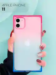 Голубой чехол для Apple iPhone 11 силиконовый КАРТОФАН прозрачный прямоугольный с защитой камер