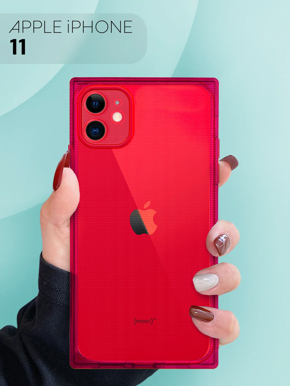 Голубой чехол для Apple iPhone 11 силиконовый КАРТОФАН прозрачный прямоугольный с защитой камер