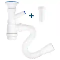 Белый сифон/выпуск для раковины 2 в 1, 1.1/2"х40 с отводом и без с гибким соединением 40х40/50