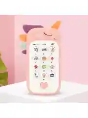 Розовый детский музыкальный телефон, развивающая игрушка "Единорог"