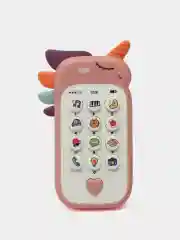 Розовый детский музыкальный телефон, развивающая игрушка "Единорог"