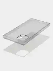 Серебряный чехол для Apple iPhone 11 силиконовый КАРТОФАН прозрачный прямоугольный с защитой камер
