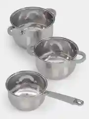 Набор кастрюль из нержавеющей стали с ковшиком 3,9л, 2,9л, 1,7л AQRA