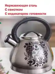 Чайник стальной со свистком 3 л индикатором