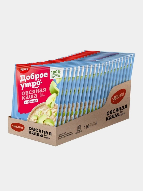 Каша овсяная Увелка, с яблоком, 20 штук по 40г