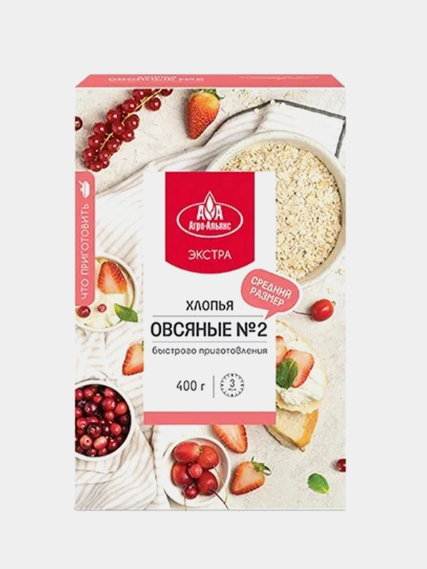 Хлопья быстрого приготовления овсяные №2 Агро-Альянс, экстра, 400 г