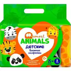 Салфетки влажные детские с ромашкой и витамином Е Smart animals