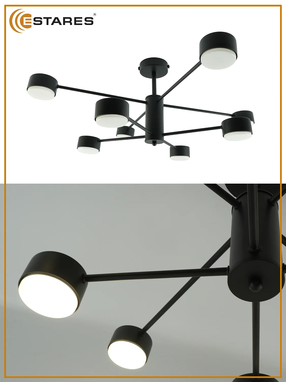 Люстра  потолочная  Estares GUSTA 8xGX53 R-780x300-BLACK-IP20
