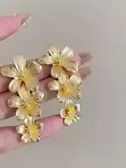 Золотой женские длинные серьги - подвески с цветками