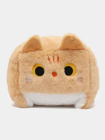 Черный мягкая игрушка Котокуб плюшевый, кот куб квадратный, подушка, кот котик глазастик
