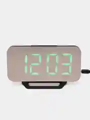 Часы настольные электронные DS-3625L с будильником, термометром, зеркальные, зеленые цыфры