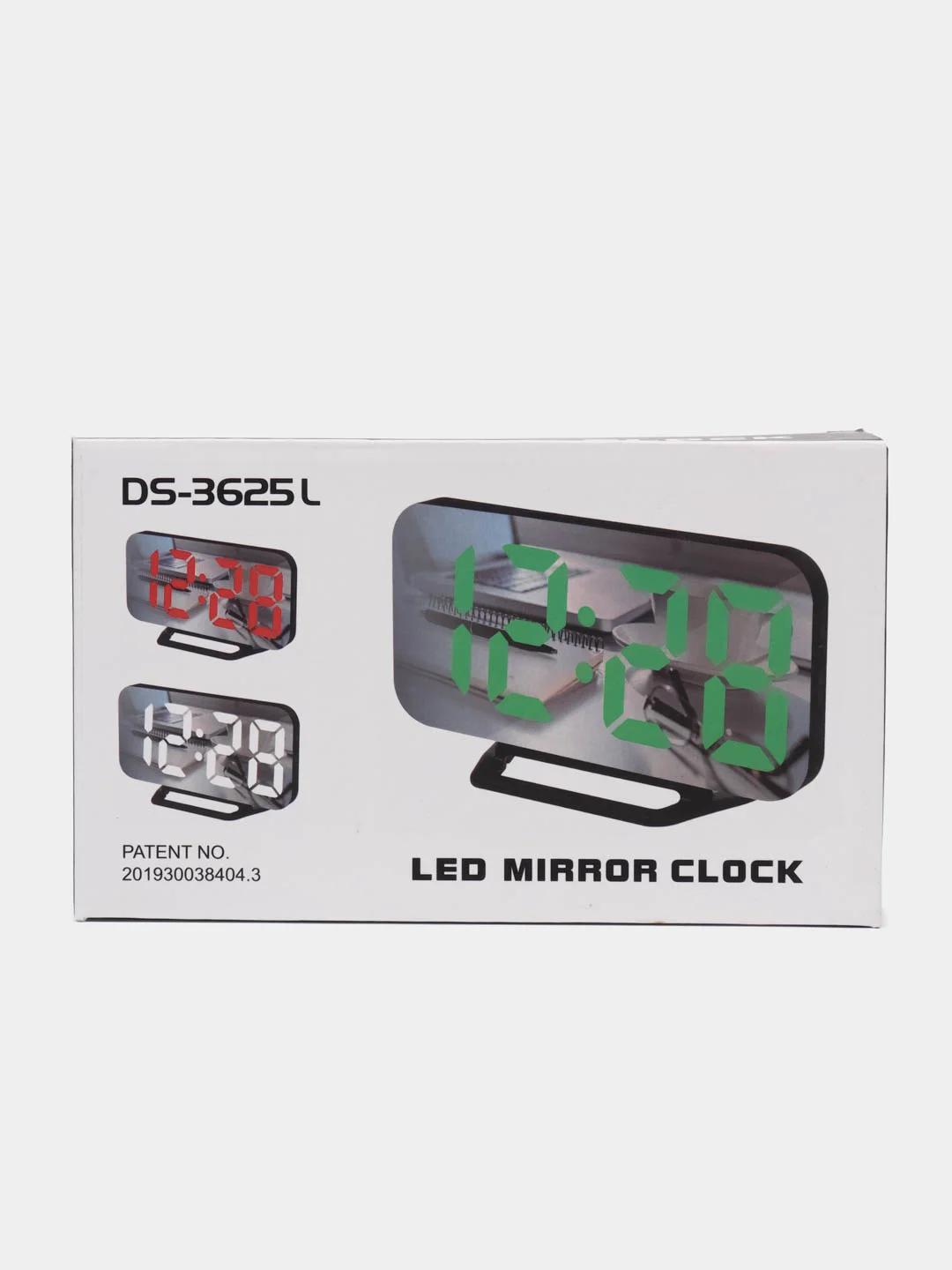 Часы настольные электронные DS-3625L с будильником, термометром, зеркальные, зеленые цыфры