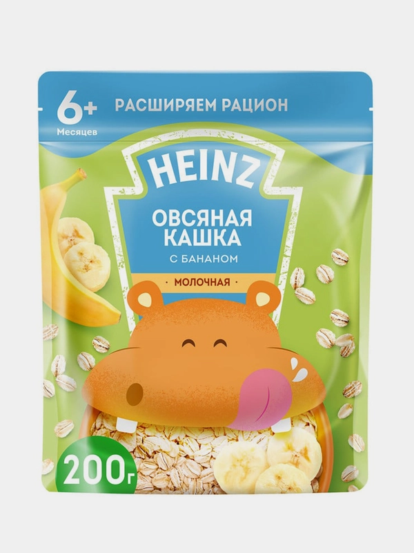 Каша молочная Heinz, овсяная с бананом, сухая с 6 месяцев, 200 г