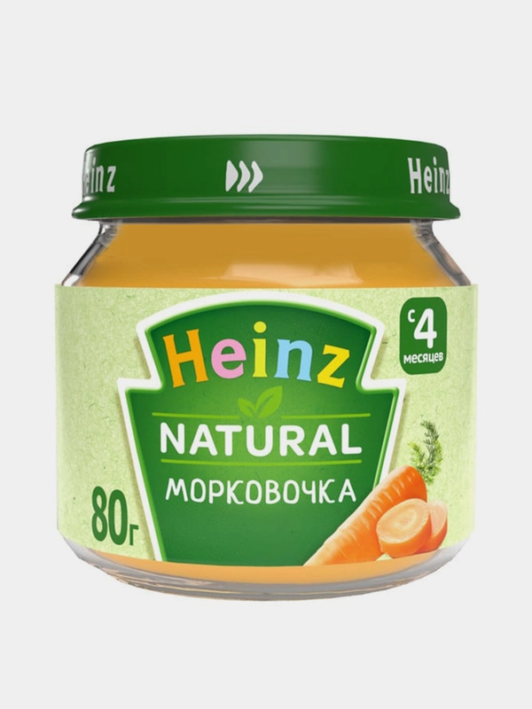 Пюре овощное Heinz "Морковочка", с 4 месяцев, 12 штук, 80 г