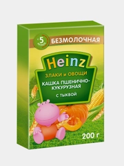 Каша безмолочная Heinz, пшенично-кукурузная, с тыквой, c 5 месяцев, 200 г
