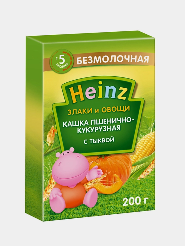 Каша безмолочная Heinz, пшенично-кукурузная, с тыквой, c 5 месяцев, 200 г