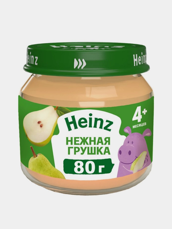 Пюре Heinz "Нежная грушка", фруктовое, с 4 месяцев, 80г, 12 штук