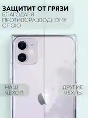 Прозрачный чехол для Apple iPhone 11 силиконовый КАРТОФАН прозрачный прямоугольный с защитой камер