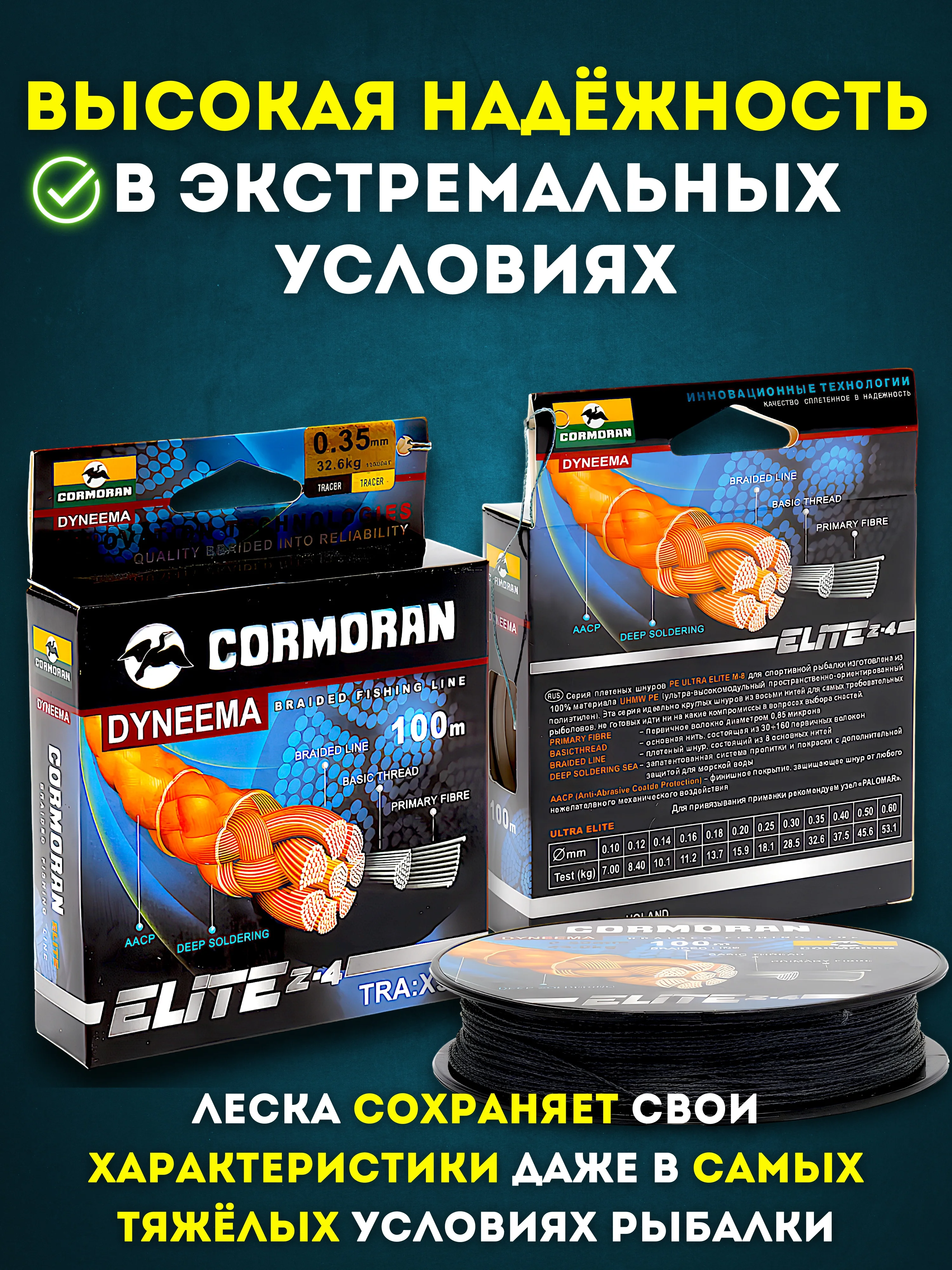 Леска плетенка рыболовная Cormoran для рыбалки 8-ми Жильная, Ультрапрочная, 100 м