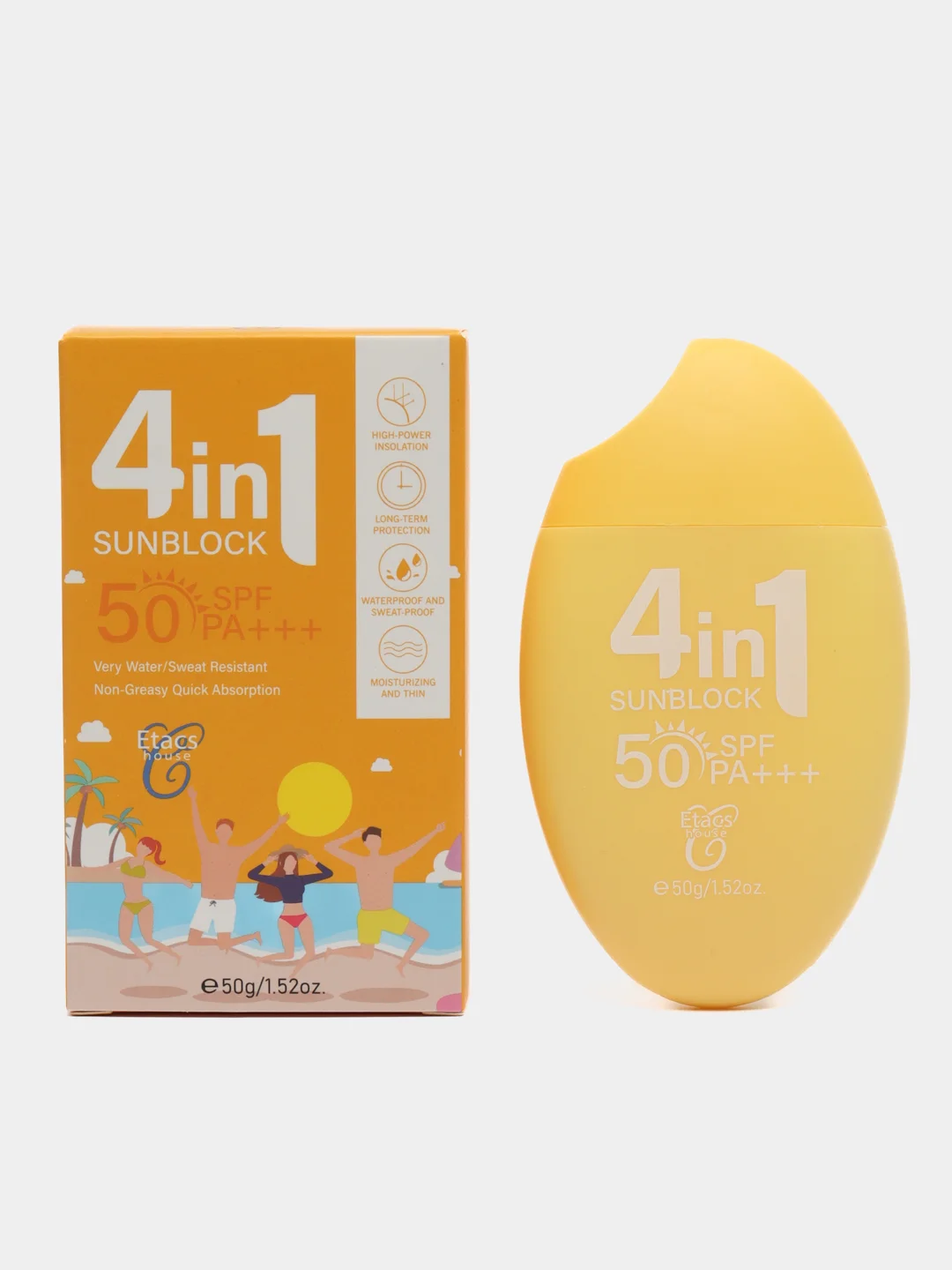 Желтый солнцезащитный крем для лица и тела, увлажняющий, 50 SPF