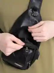 Черный мужская сумка через плечо, поясная из искусственной кожи