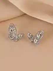 Серебряный серьги бабочки со стразами, серьги пусеты гвоздики, серьги вечерние