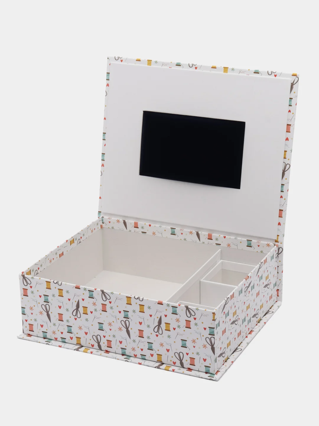 Шкатулка для рукоделия большая, 250 x 200 x 80 мм. "Ножницы", белый