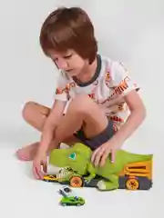 Салатовый автовоз Динозавр игровой набор с металлическими машинками