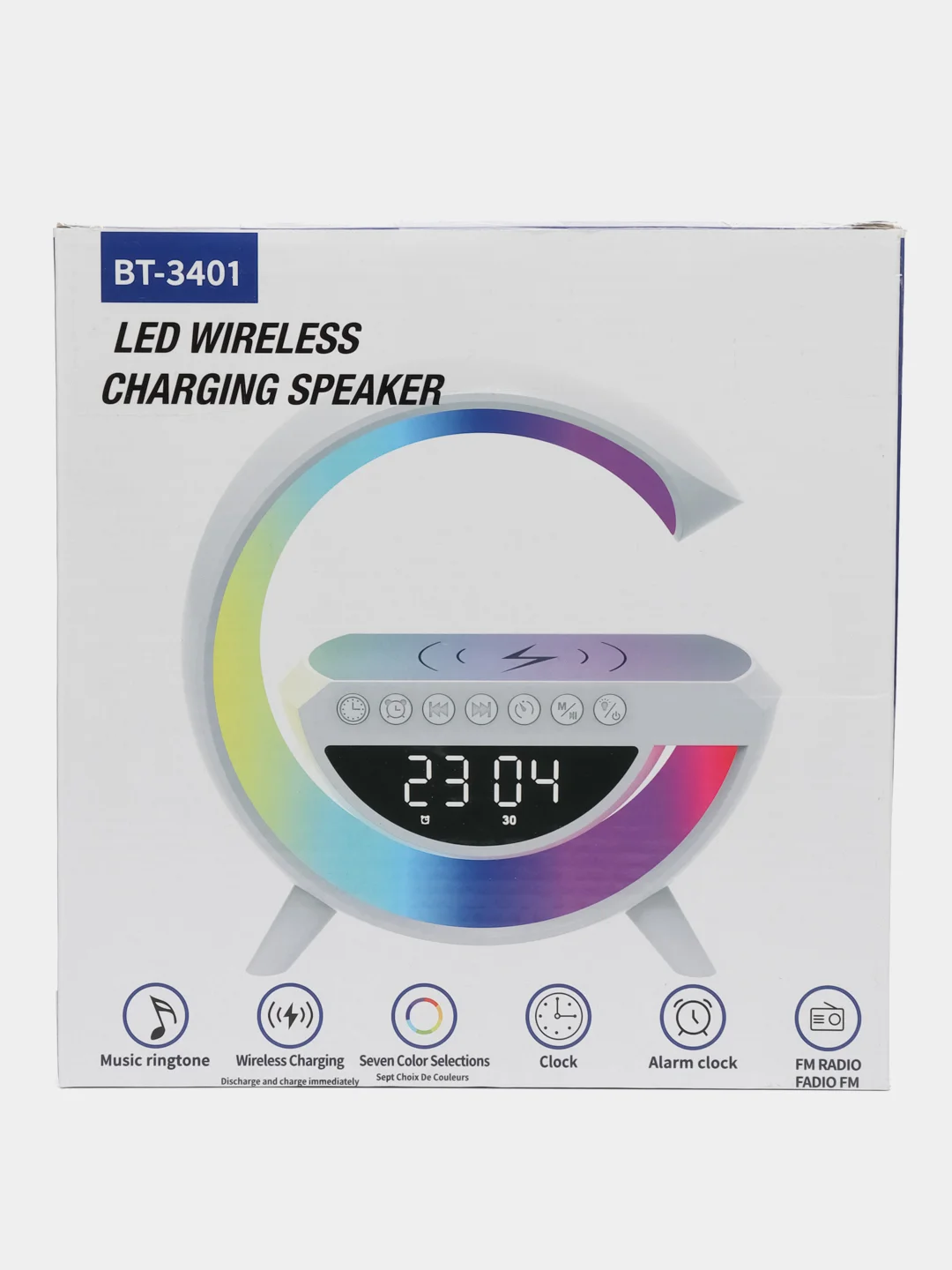 Колонка bluetooth, светильник, часы, будильник, беспроводная  зарядка, ВТ3401