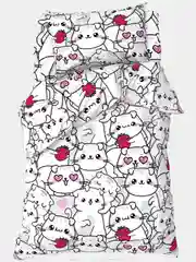 Белый комплект постельного белья, детский, 1,5-спальный, (котики, коты, cats)