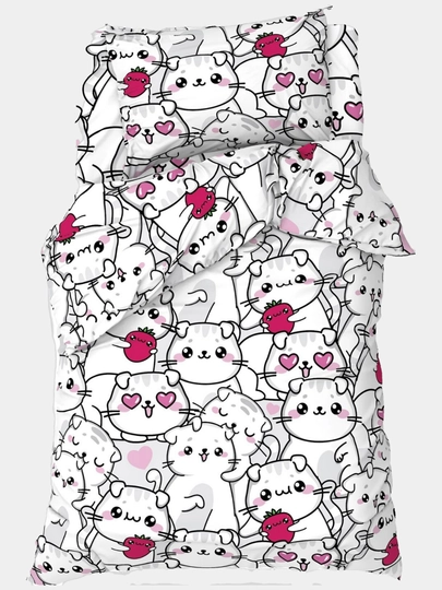 Комплект постельного белья, детский, 1,5-спальный, (котики, коты, cats)