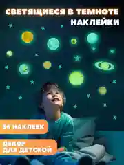 Светящиеся в темноте наклейки для декора Планеты