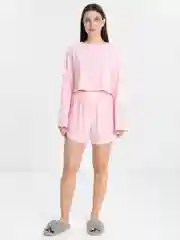 Белый пижама женская с шортами и кофтой с длинным рукавом